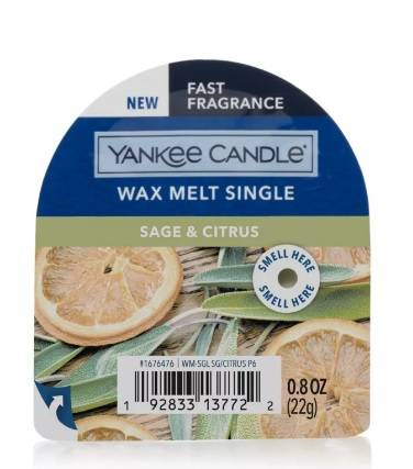 Yankee Candle Wax Sage Citrus wosk zapachowy do kominków szałwia z orzeźwiającymi cytrusami 22g