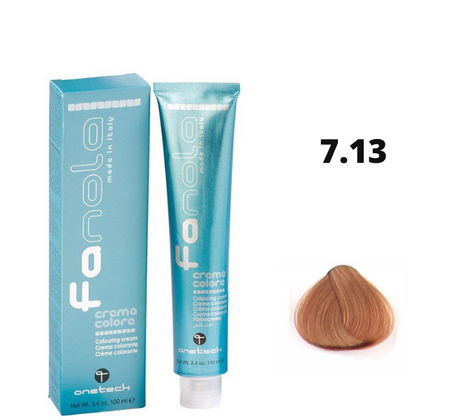 Fanola farba do włosów 7.13 blond beżowy, naturalna równowaga chłodu i ciepła, 100 ml