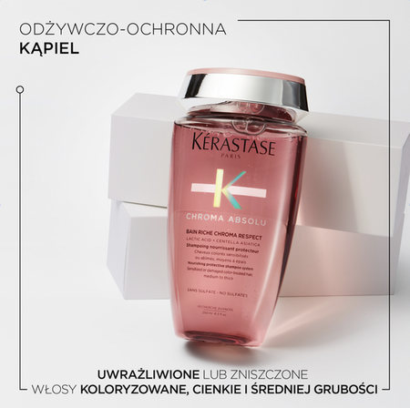 Kérastase Chroma Absolu Respect nawilżająco-ochronna kąpiel do zniszczonych włosów koloryzowanych cienkich lub średnich 250ml