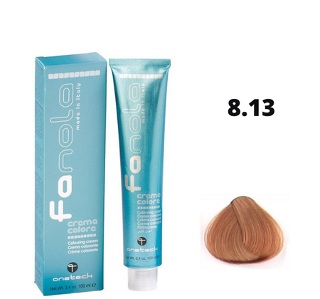 Fanola farba do włosów 8.13 jasny blond beżowy, naturalny elegancki odcień, 100 ml