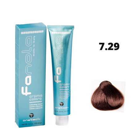 Fanola farba do włosów 100ml 7.29 - blond opalizująco-miedziany