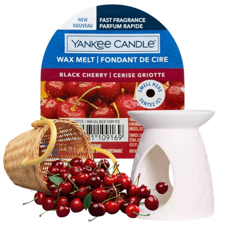Yankee Candle Wax Black Cherry wosk zapachowy do kominków intensywna dojrzała czereśnia 22g