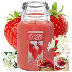 Yankee Candle Large Jar White Strawberry Bell duża świeca zapachowa truskawka z delikatną słodyczą 623g