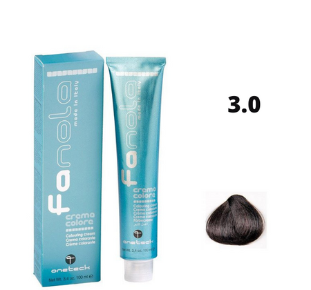 Fanola farba do włosów 3.0 ciemny brąz naturalny, pełne krycie siwizny, 100 ml