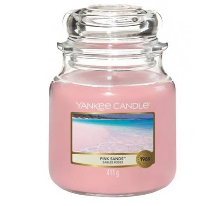 Yankee Candle Pink Sands mała świeca zapachowa egzotyczne owoce i wanilia w kompaktowej formie 104g