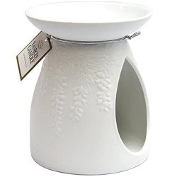 Yankee Candle kominek zapachowy White Floral ceramiczny do wosków i olejków paprotka
