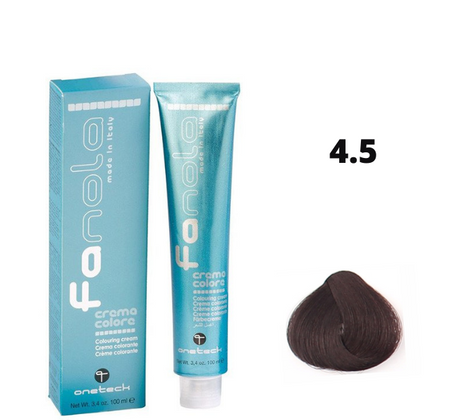 Fanola farba do włosów 4.5 brąz mahoniowy, głęboki ciepły kolor, 100 ml