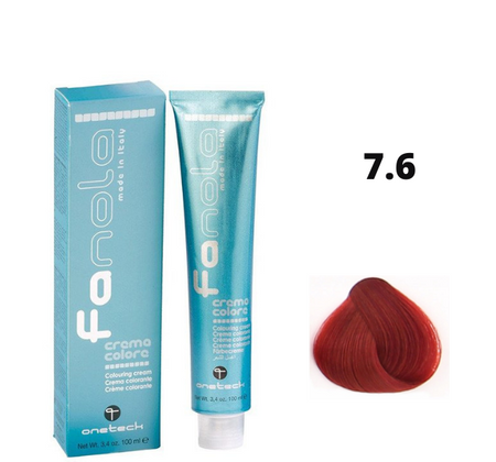 Fanola farba do włosów 7.6 blond czerwony, mocny ciepły akcent, 100 ml