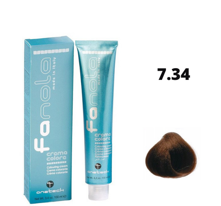 Fanola farba do włosów 7.34 blond złoto-miedziany, intensywny ciepły refleks, 100 ml