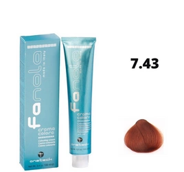 Fanola farba do włosów 7.43 blond miedziano-złoty, dynamiczny ciepły odcień, 100 ml