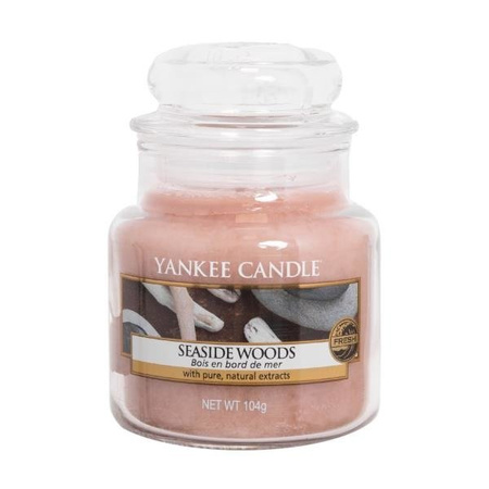 Yankee Candle Seaside Woods mała świeca zapachowa w szkle drzewno-morski zapach świeżości wybrzeża 104g