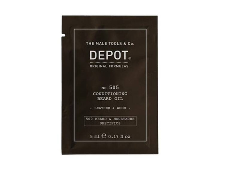 Depot NO.505 Beard Oil Leather & Wood olejek do brody o zapachu skóry i drewna, 5 ml