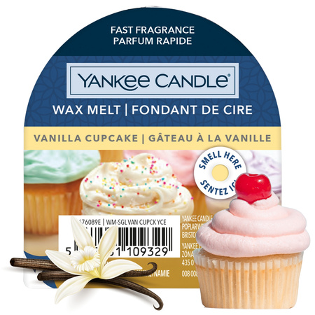 Yankee Candle Wax Vanilla Cupcake wosk zapachowy do kominków słodka waniliowa babeczka deserowy aromat 22g