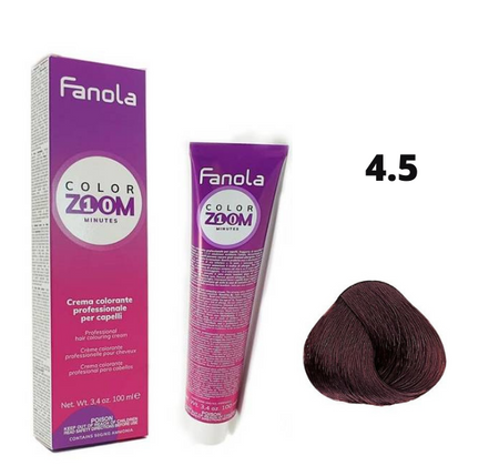 Fanola Color Zoom farba do włosów 4.5 kasztanowy brąz intensywny profesjonalna, 100 ml