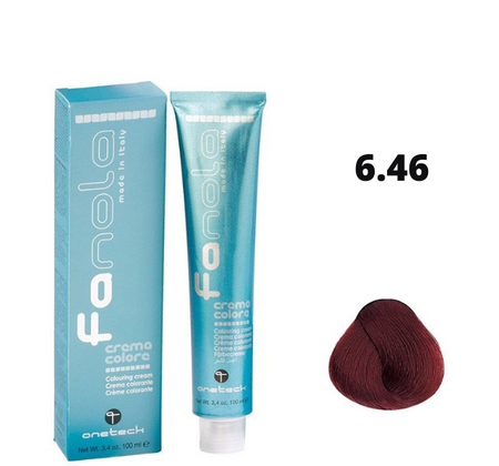 Fanola farba do włosów 6.46 ciemny blond miedziano-czerwony, nasycony ciepły odcień, 100 ml