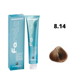 Fanola farba do włosów 8.14 jasny blond popielato-miedziany, zbalansowany efekt, 100 ml