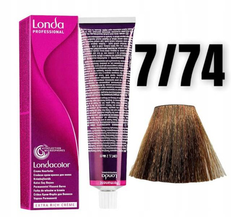 Londa Farba Permanentna farba do włosów trwała ciepły odcień 7/74 średni miedziany blond 60 ml