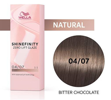 Wella Shinefinity 04/07 Brown Bitter Chocolate półtrwała farba do włosów brąz gorzka czekolada 60ml