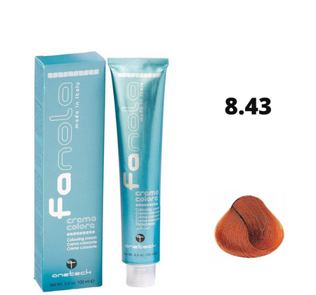 Fanola farba do włosów 8.43 jasny blond miedziano-złoty, wielowymiarowa koloryzacja, 100 ml