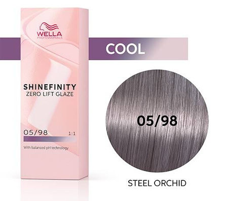 Wella Shinefinity 05/98 Pearl Steel Orchid półtrwała farba do włosów perłowy stalowy fiolet 60ml