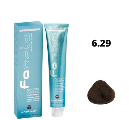 Fanola farba do włosów 6.29 ciemny blond opalizująco-miedziany, chłodno-ciepła równowaga refleksów, trwała koloryzacja, 100 ml