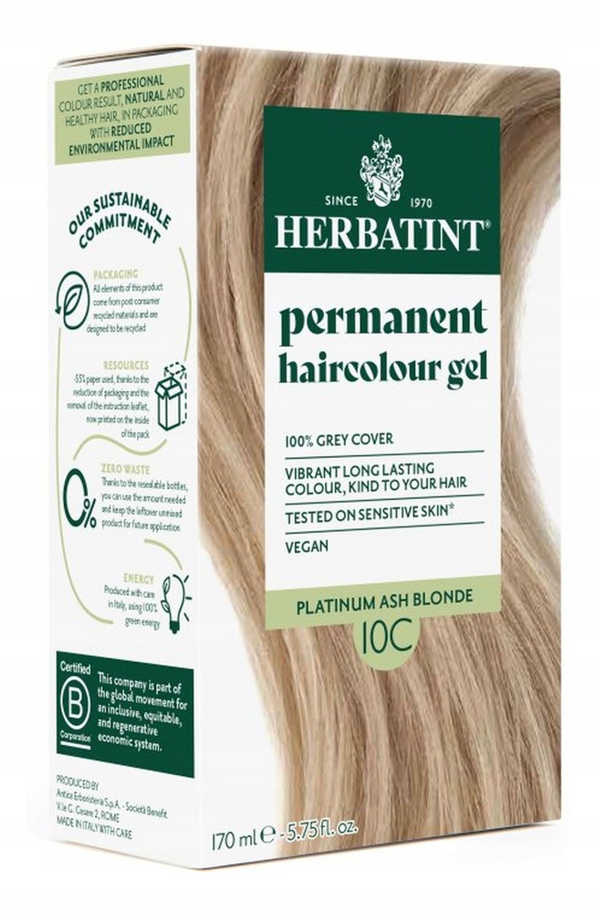Herbatint Farba170ml 10C Platynowy Popielaty Blond