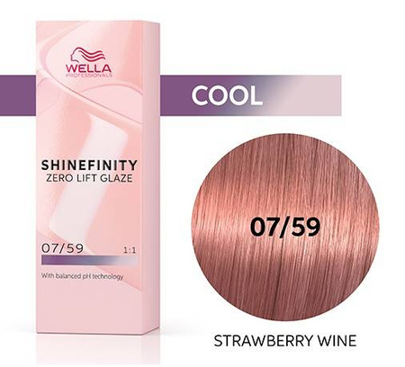 Wella Shinefinity 07/59 Strawberry Wine półtrwała farba do włosów truskawkowe wino 60ml