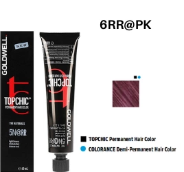 Goldwell Topchic Elumenated 6RR@PK farba do włosów 60ml - ciemny blond czerwony intensywny różowy