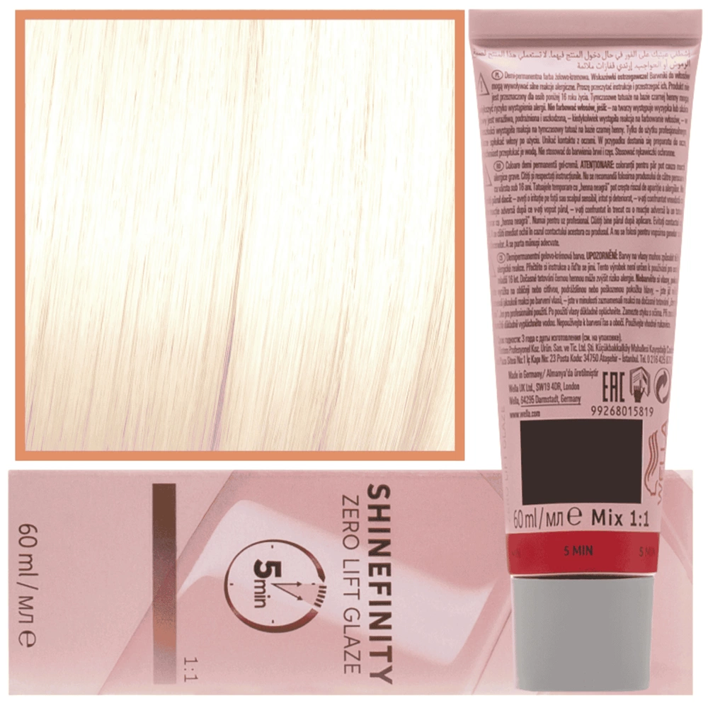 Wella Shinefinity 010/36 Warm półtrwała farba do włosów ciepły blond fioletowo-złoty 60ml