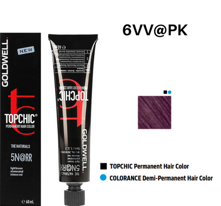 Goldwell Topchic Elumenated 6VV@PK farba do włosów 60ml - ciemny blond fioletowy intensywny różowy