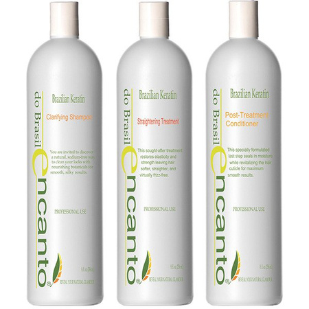 Encanto Keratin Straightening Kit zestaw do keratynowego prostowania włosów, wygładzenie i połysk, 3x236 ml